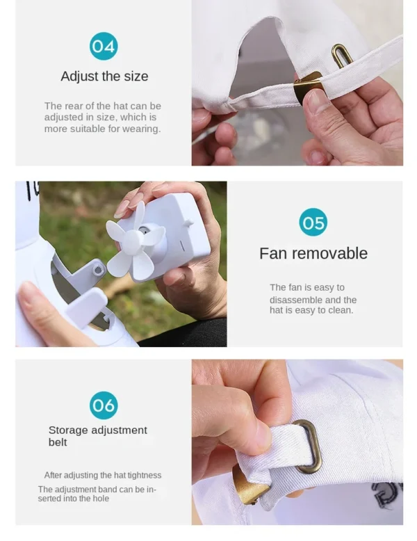 Men Women Hat Solar Energy&USB Charging Fan CapBaseball Hats with Cooling Fan Sun Protection Casual Outdoor - Image 12