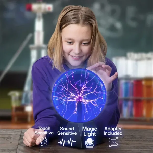 8 Inch Sound Control Magic Plasma Ball Lamp LED Night Light Atmosphere Touch Glass Plasma Light Christmas Party Decor Lighting - Image 30