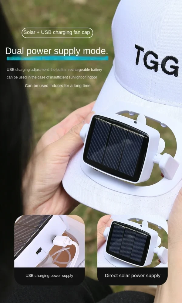 Men Women Hat Solar Energy&USB Charging Fan CapBaseball Hats with Cooling Fan Sun Protection Casual Outdoor - Image 8