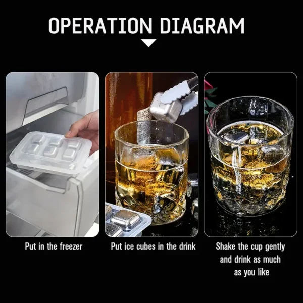 4/6/8PCS Stainless Steel Ice Cubes Set Reusable Chilling Stones for Whiskey Wine Wine Cooling Cube Chilling Rock Party Bar Tool - Image 14
