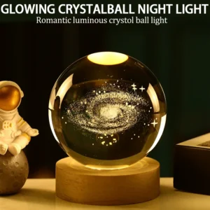 USB Night Light LED Crystal Ball 3D Moon Planet Galaxy Decor for Home Table Lamp Table Lamp Party Toys for Kids Adult Xmas Gifts