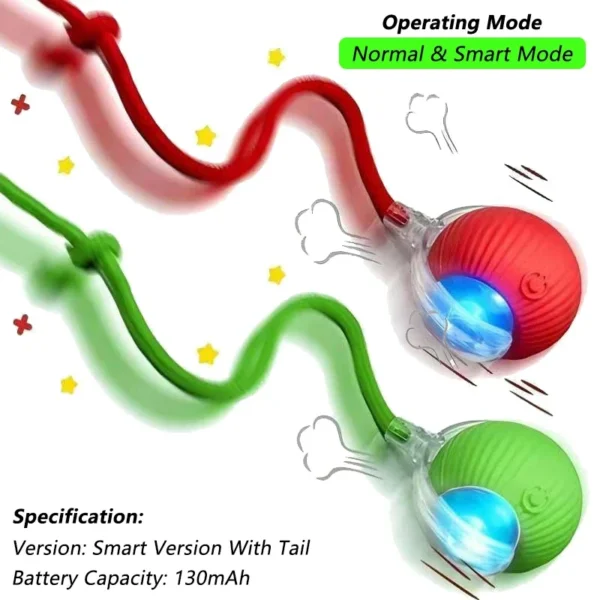 Cat Interactive Ball Toy, Automatic Rolling Ball with Tail, Rechargeable Smart Pet Interactive Toy, Intelligent Mouse for Cat - Image 15