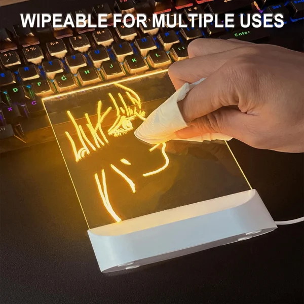 LED Lights Acrylic Message Board Erasable USB Drawing Board Bedroom Night Light Birthday Gift - Image 3