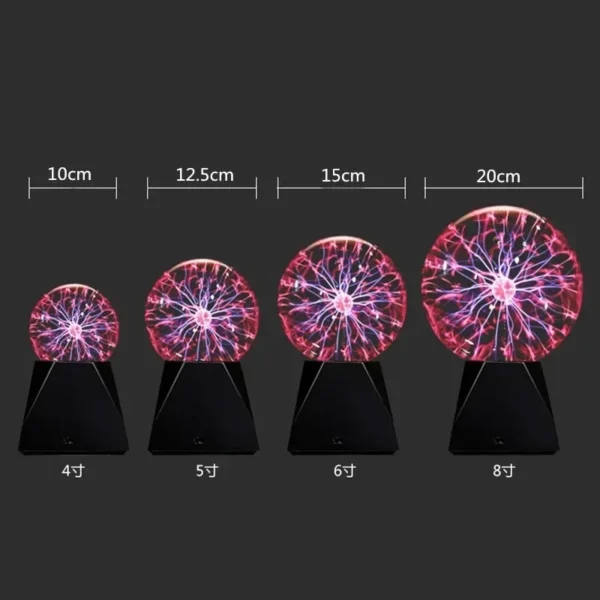 8 Inch Sound Control Magic Plasma Ball Lamp LED Night Light Atmosphere Touch Glass Plasma Light Christmas Party Decor Lighting - Image 22
