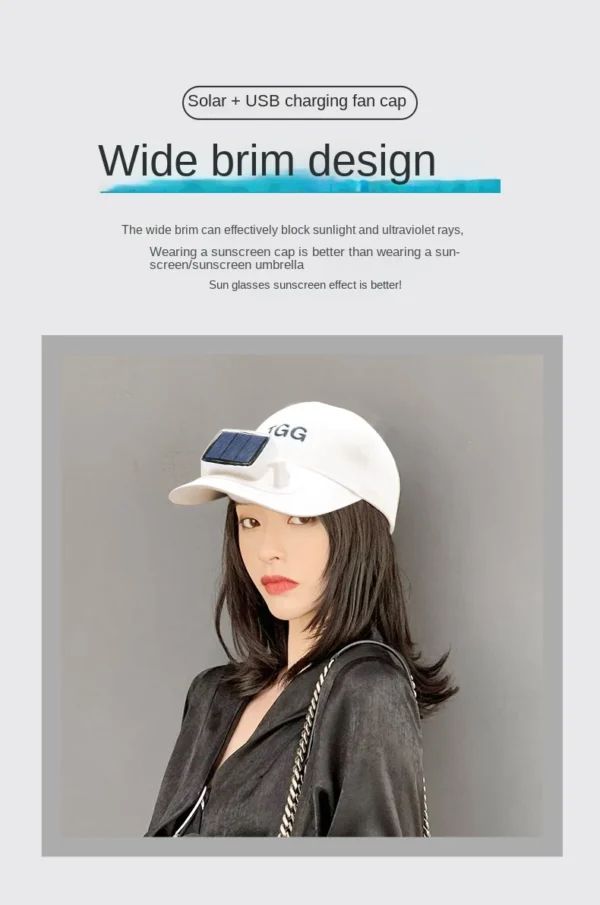 Men Women Hat Solar Energy&USB Charging Fan CapBaseball Hats with Cooling Fan Sun Protection Casual Outdoor - Image 9