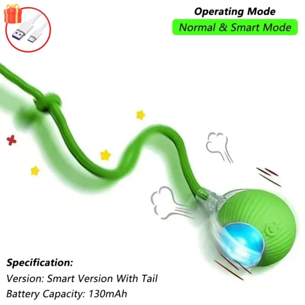 Cat Interactive Ball Toy, Automatic Rolling Ball with Tail, Rechargeable Smart Pet Interactive Toy, Intelligent Mouse for Cat - Image 13