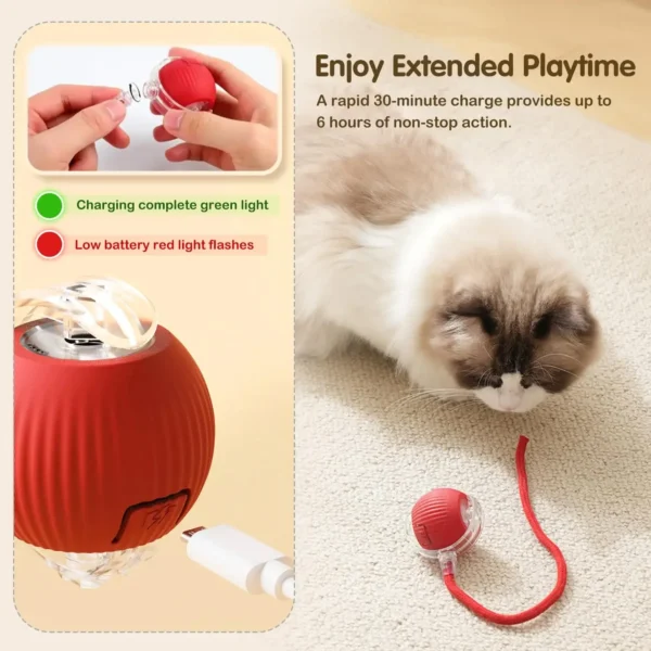 Cat Interactive Ball Toy, Automatic Rolling Ball with Tail, Rechargeable Smart Pet Interactive Toy, Intelligent Mouse for Cat - Image 28
