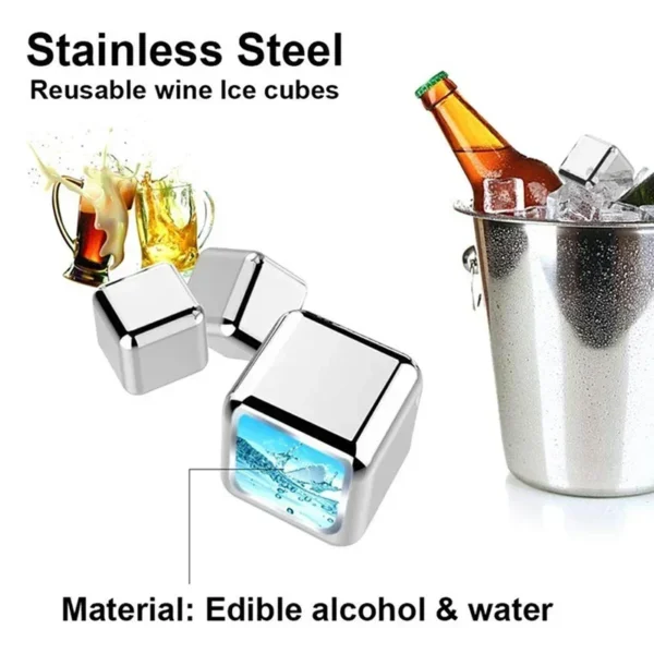 4/6/8PCS Stainless Steel Ice Cubes Set Reusable Chilling Stones for Whiskey Wine Wine Cooling Cube Chilling Rock Party Bar Tool - Image 6