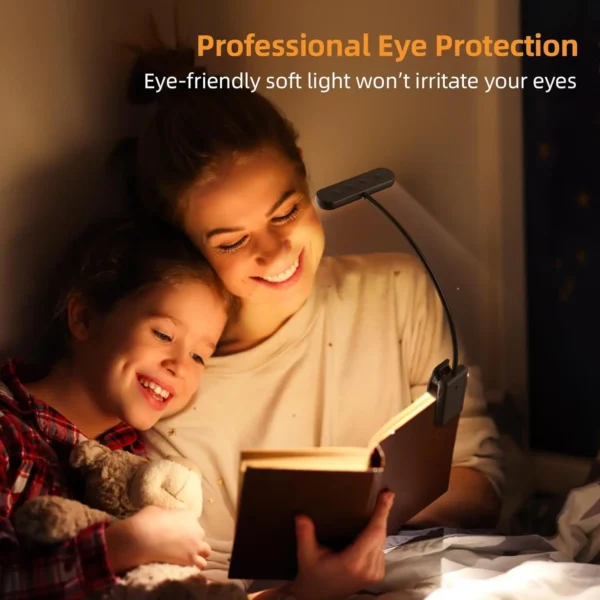 14Leds Book Light USB Rechargeable Reading Light Warm Cool White Daylight Portable Flexible Easy Clip Night Reading Lamp - Image 3