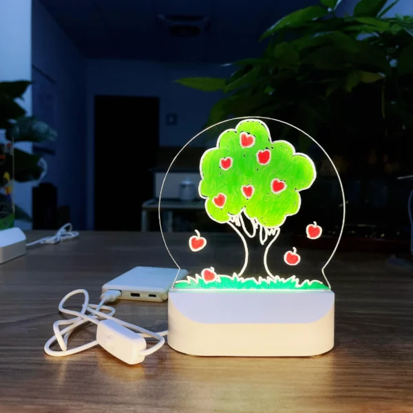 LED Lights Acrylic Message Board Erasable USB Drawing Board Bedroom Night Light Birthday Gift - Image 5