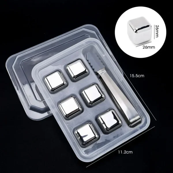 4/6/8PCS Stainless Steel Ice Cubes Set Reusable Chilling Stones for Whiskey Wine Wine Cooling Cube Chilling Rock Party Bar Tool - Image 7
