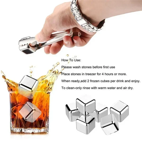 4/6/8PCS Stainless Steel Ice Cubes Set Reusable Chilling Stones for Whiskey Wine Wine Cooling Cube Chilling Rock Party Bar Tool - Image 5