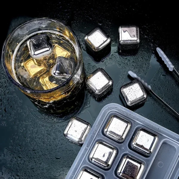 4/6/8PCS Stainless Steel Ice Cubes Set Reusable Chilling Stones for Whiskey Wine Wine Cooling Cube Chilling Rock Party Bar Tool - Image 20