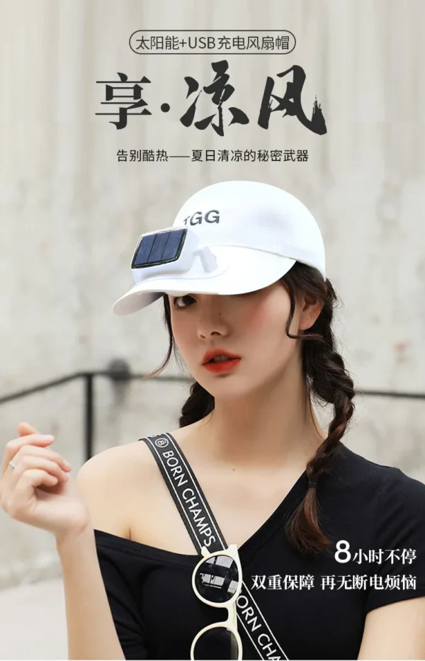 Men Women Hat Solar Energy&USB Charging Fan CapBaseball Hats with Cooling Fan Sun Protection Casual Outdoor - Image 6