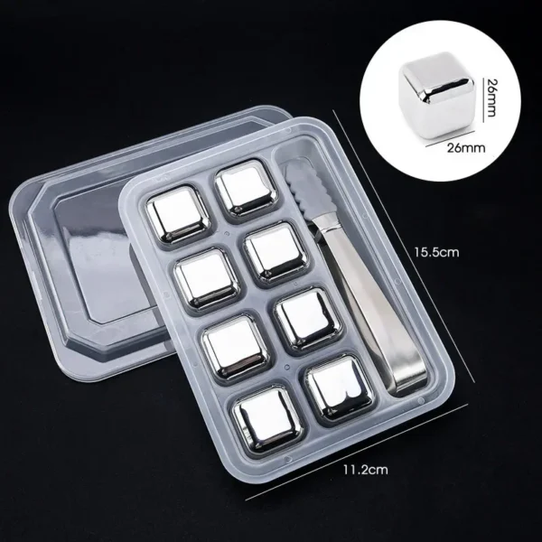 4/6/8PCS Stainless Steel Ice Cubes Set Reusable Chilling Stones for Whiskey Wine Wine Cooling Cube Chilling Rock Party Bar Tool - Image 8