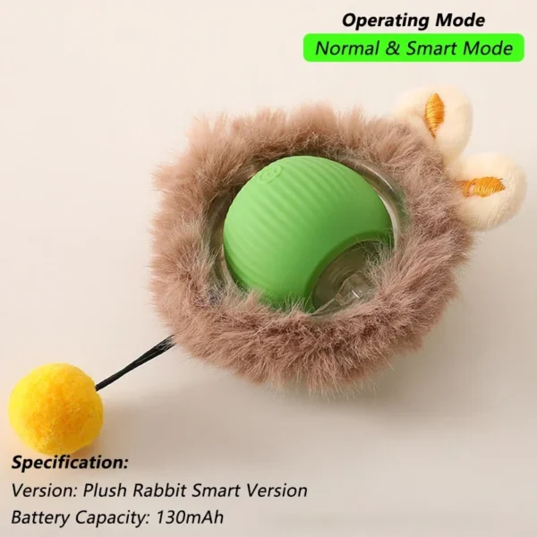 Cat Interactive Ball Toy, Automatic Rolling Ball with Tail, Rechargeable Smart Pet Interactive Toy, Intelligent Mouse for Cat - Image 10