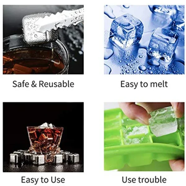 4/6/8PCS Stainless Steel Ice Cubes Set Reusable Chilling Stones for Whiskey Wine Wine Cooling Cube Chilling Rock Party Bar Tool - Image 16