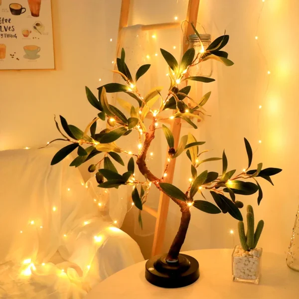 LED Tree Lights, Green Atmosphere Light, Battery Table lamps, for Indoor Living Room Bedroom Camping Summer Home Decor - Image 5
