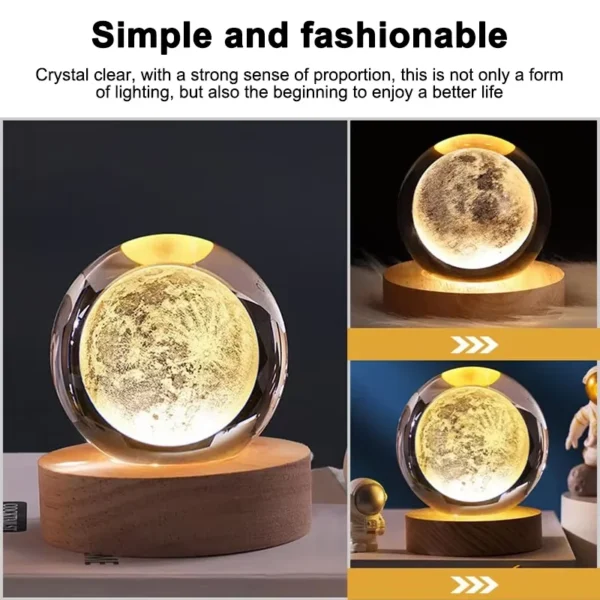 USB Night Light LED Crystal Ball 3D Moon Planet Galaxy Decor for Home Table Lamp Table Lamp Party Toys for Kids Adult Xmas Gifts - Image 4