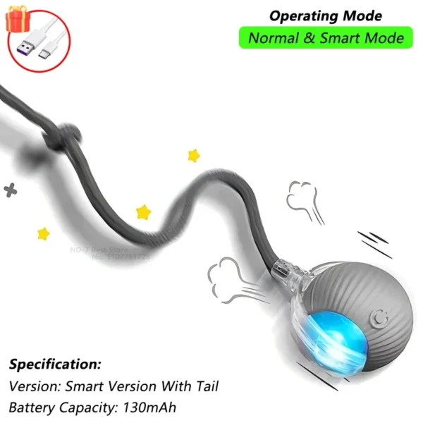 Cat Interactive Ball Toy, Automatic Rolling Ball with Tail, Rechargeable Smart Pet Interactive Toy, Intelligent Mouse for Cat - Image 12