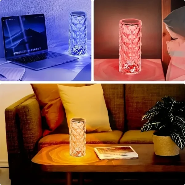 LED Night Light Crystal Touch Rose Table Lamp Rechargeable 16 Colour Romantic Table Lamp Bedroom Bedside Living Room Decoration - Image 4