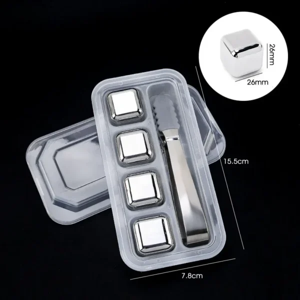 4/6/8PCS Stainless Steel Ice Cubes Set Reusable Chilling Stones for Whiskey Wine Wine Cooling Cube Chilling Rock Party Bar Tool - Image 9