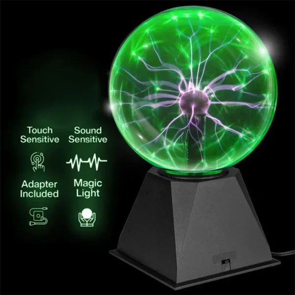8 Inch Sound Control Magic Plasma Ball Lamp LED Night Light Atmosphere Touch Glass Plasma Light Christmas Party Decor Lighting - Image 35