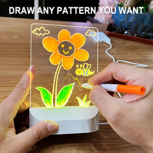 LED Lights Acrylic Message Board Erasable USB Drawing Board Bedroom Night Light Birthday Gift - Image 2