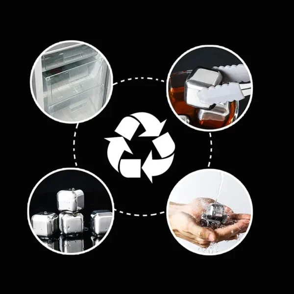 4/6/8PCS Stainless Steel Ice Cubes Set Reusable Chilling Stones for Whiskey Wine Wine Cooling Cube Chilling Rock Party Bar Tool - Image 15