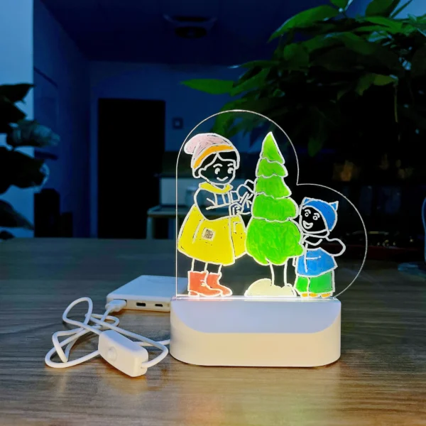LED Lights Acrylic Message Board Erasable USB Drawing Board Bedroom Night Light Birthday Gift - Image 6