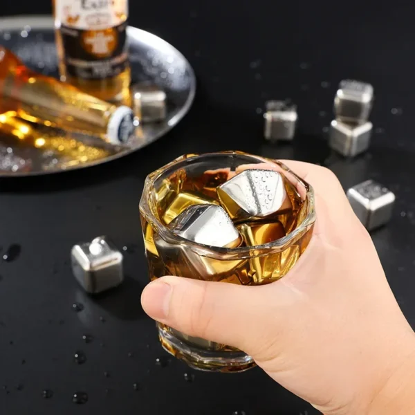 4/6/8PCS Stainless Steel Ice Cubes Set Reusable Chilling Stones for Whiskey Wine Wine Cooling Cube Chilling Rock Party Bar Tool - Image 22
