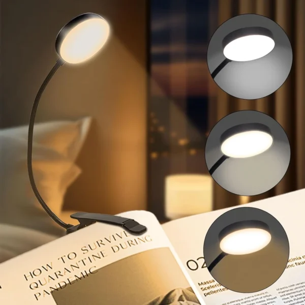 14Leds Book Light USB Rechargeable Reading Light Warm Cool White Daylight Portable Flexible Easy Clip Night Reading Lamp - Image 7