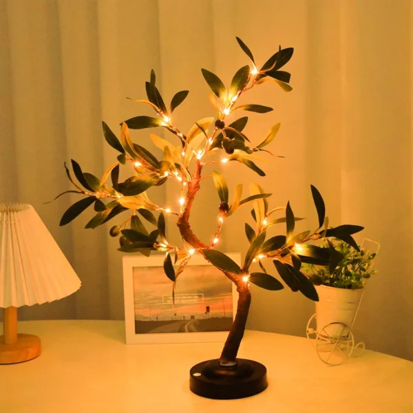 LED Tree Lights, Green Atmosphere Light, Battery Table lamps, for Indoor Living Room Bedroom Camping Summer Home Decor - Image 4