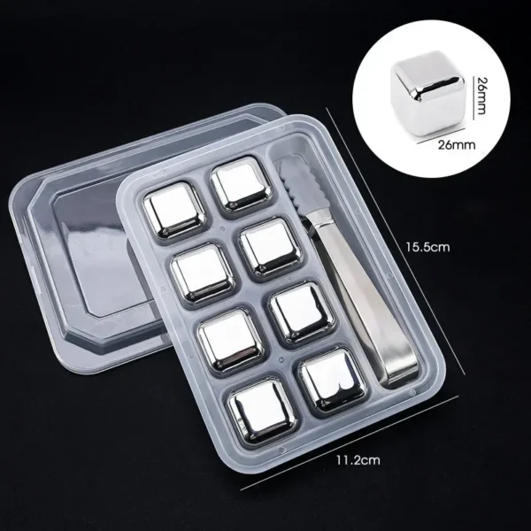 4/6/8PCS Stainless Steel Ice Cubes Set Reusable Chilling Stones for Whiskey Wine Wine Cooling Cube Chilling Rock Party Bar Tool - Image 4