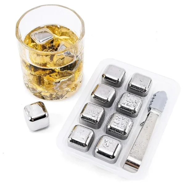 4/6/8PCS Stainless Steel Ice Cubes Set Reusable Chilling Stones for Whiskey Wine Wine Cooling Cube Chilling Rock Party Bar Tool - Image 3