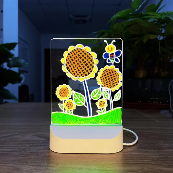 LED Lights Acrylic Message Board Erasable USB Drawing Board Bedroom Night Light Birthday Gift - Image 15