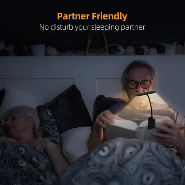 14Leds Book Light USB Rechargeable Reading Light Warm Cool White Daylight Portable Flexible Easy Clip Night Reading Lamp - Image 5