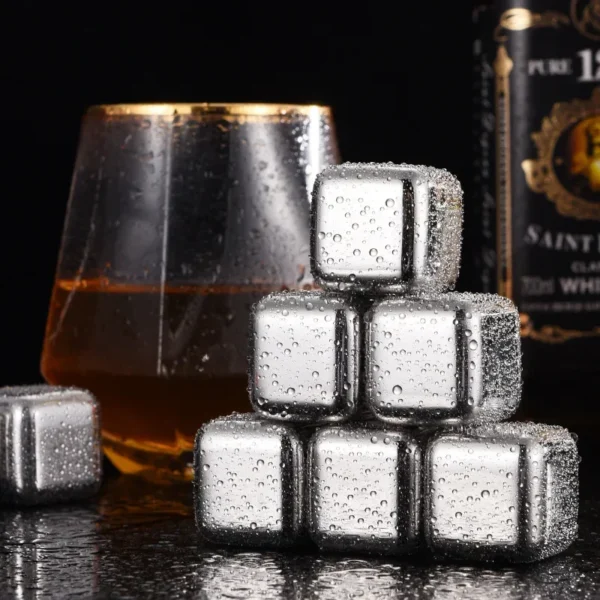 4/6/8PCS Stainless Steel Ice Cubes Set Reusable Chilling Stones for Whiskey Wine Wine Cooling Cube Chilling Rock Party Bar Tool - Image 21
