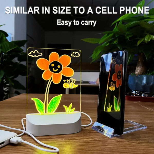 LED Lights Acrylic Message Board Erasable USB Drawing Board Bedroom Night Light Birthday Gift - Image 13