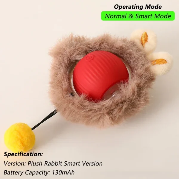 Cat Interactive Ball Toy, Automatic Rolling Ball with Tail, Rechargeable Smart Pet Interactive Toy, Intelligent Mouse for Cat - Image 7