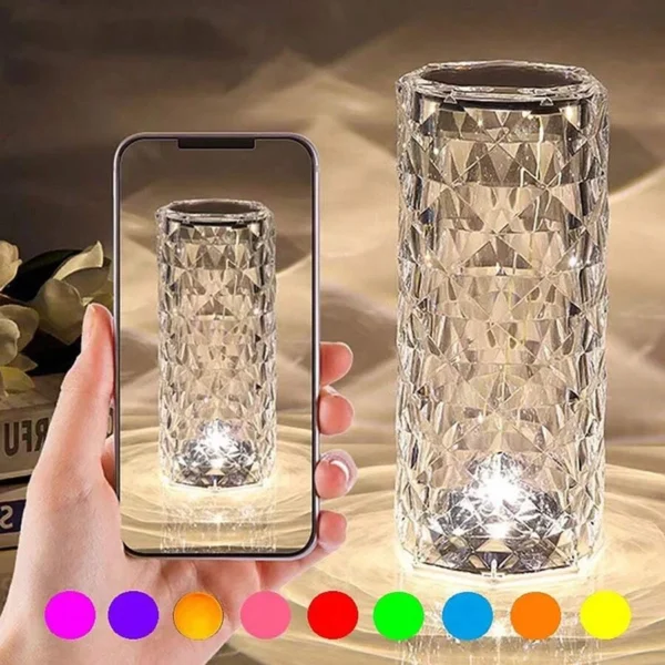 LED Night Light Crystal Touch Rose Table Lamp Rechargeable 16 Colour Romantic Table Lamp Bedroom Bedside Living Room Decoration - Image 10